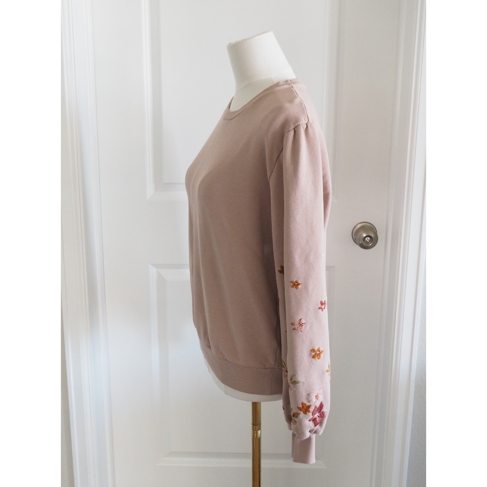 Driftwood Floral Embroidered Pink Sweatshirt Boho Cottagecore Small Good Rose - Picture 11 of 16